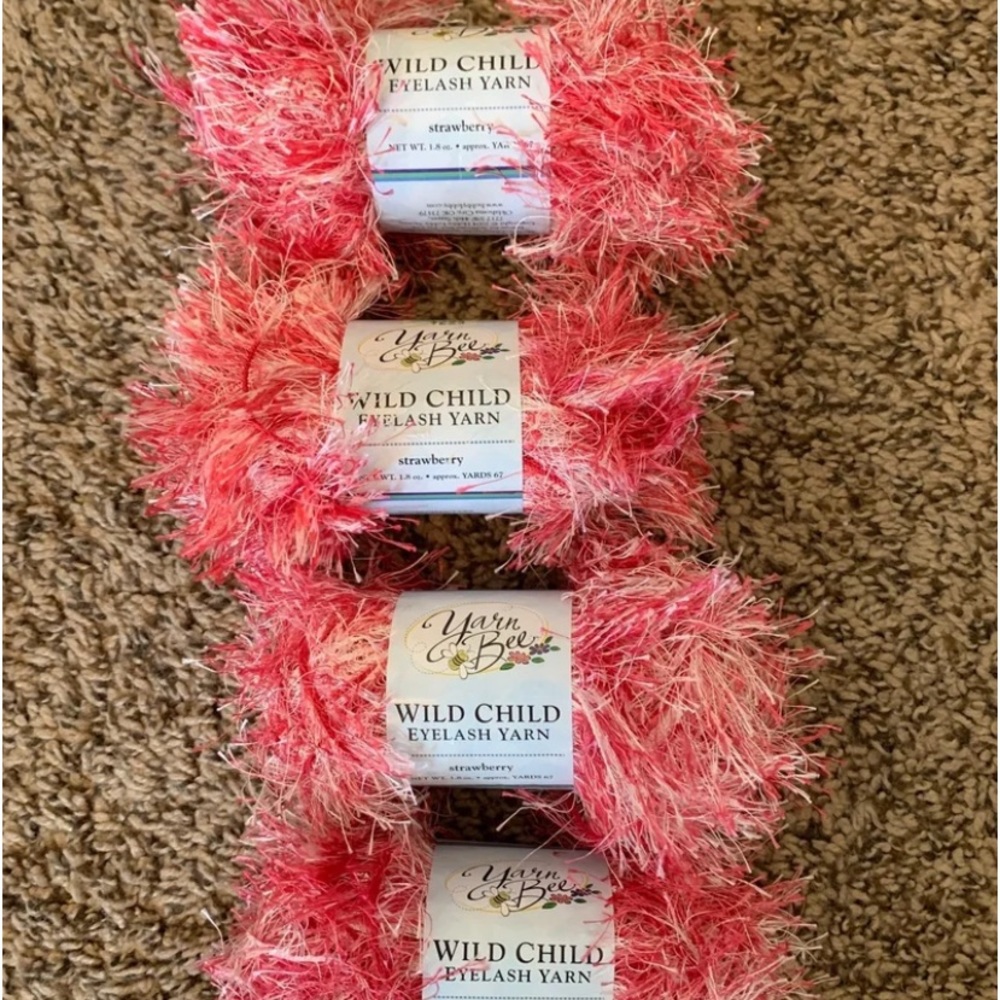 Yarn Bee Wild Child Eyelash Yarn- Strawberry - 4 Skeins